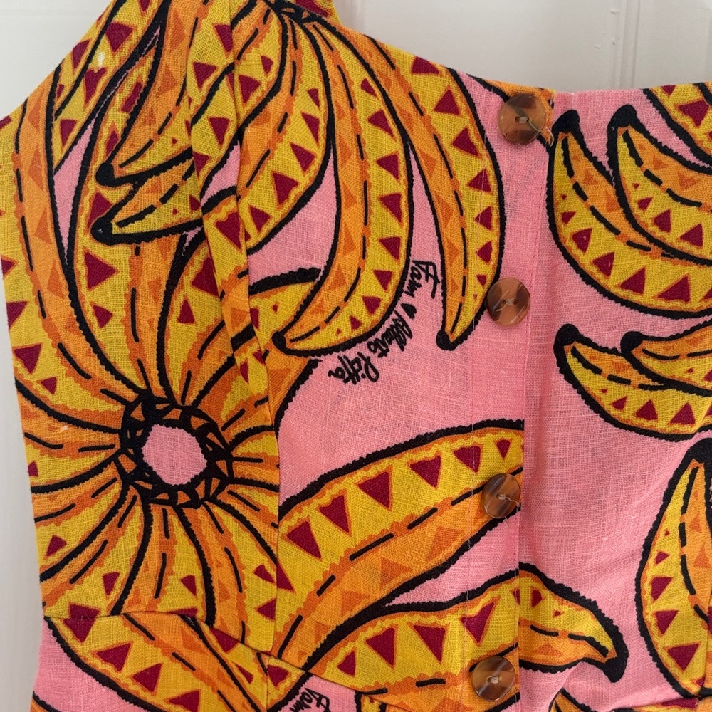 FARM Rio Pink Mini Dress with Yellow Tropical Motif - Picture 2 of 3